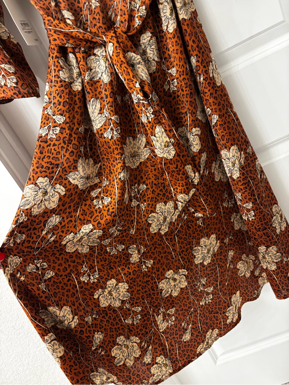 Leith Rust Floral Wrap-Style Midi Dress - Picture 7 of 9